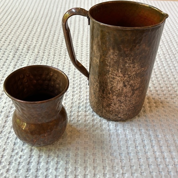 Indian Art Villa Hammered Copper Small Pitcher Cup - Picture 1 of 11
